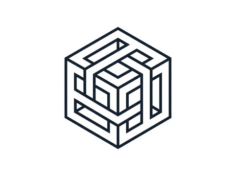 Abstract geometric impossible cube design