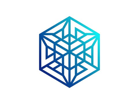 Abstract geometric cube design with optical illusion effect
