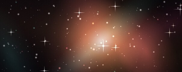 Deep space background, featuring glowing stars, and soft warm, nebula clouds in, a dark cosmic, expanse for astronomical, and science fiction projects © khaledSaifulllah