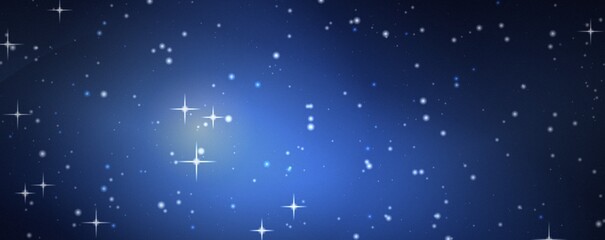 Deep blue cosmic background, with a radiant, central glow and, sparkling white stars, scattered across a, dark night sky, space nebula atmosphere © khaledSaifulllah