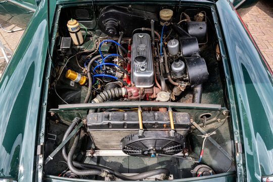 Castricum, Netherlands - May 31, 2026: MG MGB engine