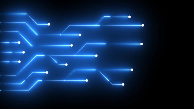 Digital Data moving on Circuit Board and CPU loop backgrounds 4k motion effect. Colorful modern light spectrum.