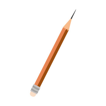 Wooden graphite pencil isolated on white background. Flat vector illustration. School stationery for writing, drawing and calligraphy