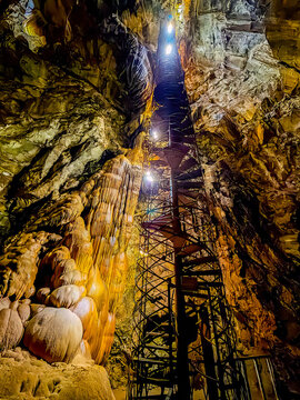 Spiral ladder descends inside Moaning Cavern