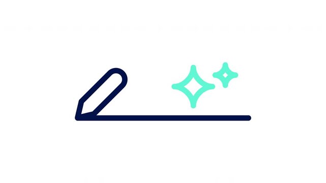 Ai writing pencil icon with sparkles. Vector illustration, outline video