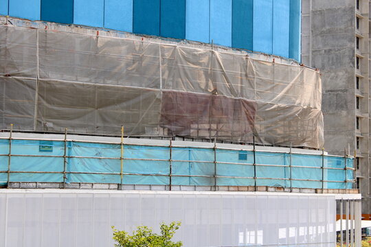 Construction scaffolding netting and webbing in Asian country