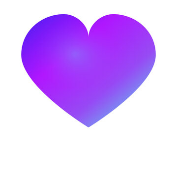 Purple gradient heart vector, vibrant violet love icon, romantic glowing heart symbol for design