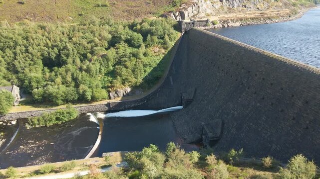 Drone footage of Caban Coch Dam in Elan Valley, Wales
