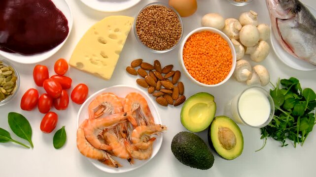 Foods that contain B vitamins. Selective focus.