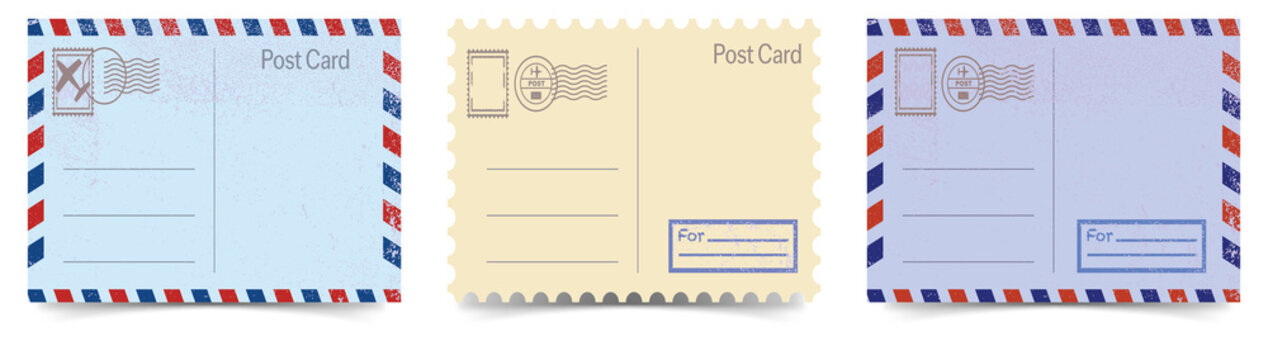 Vintage Postcard Templates for Greeting Cards on transparent background