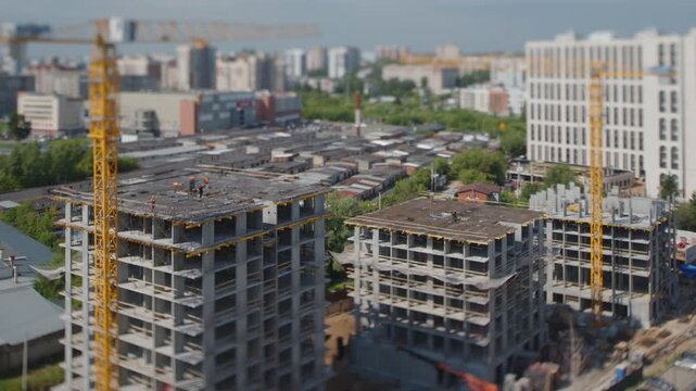 Construction timelapse of the living building in the city
