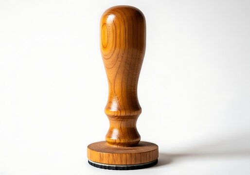 Wooden stamp with bottle shape on white background