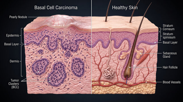 Skin Layers: Healthy vs BCC