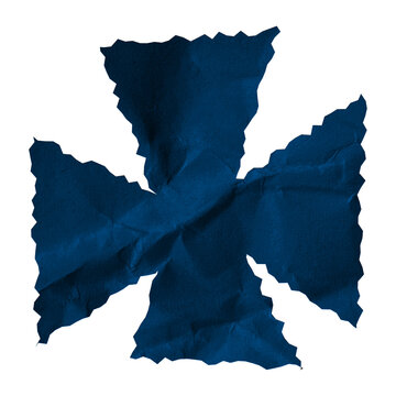 Blue Wrinkled Abstract Torn Paper Shape Transparent PNG Isolated Crumpled Kraft Paper Element