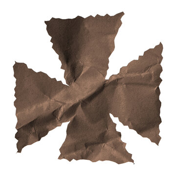 Brown Abstract Torn Paper Shape Transparent PNG Isolated Wrinkled Crumpled Kraft Paper Texture Element