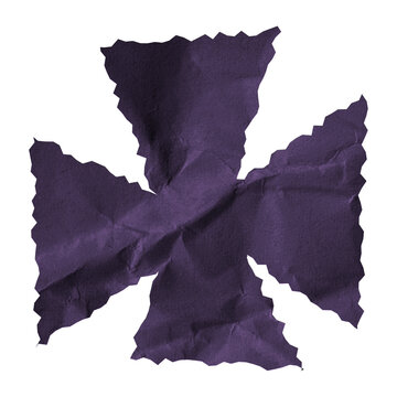Purple Jagged Torn Paper Texture Transparent PNG Isolated Wrinkled Kraft Paper Element