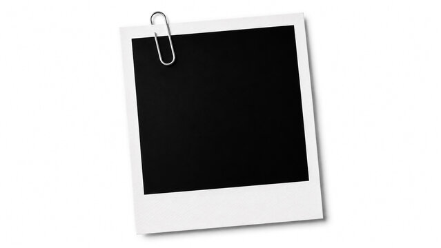 Blank instant photo frame with a metal paperclip