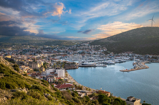 Cesme Town harbour view in Turkey