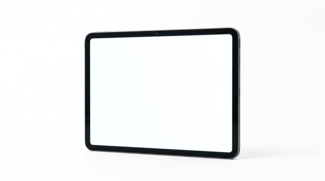 Modern digital tablet with blank white screen on white background