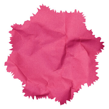 Pink Crumpled Paper Texture, Wrinkled Torn Paper Sheet, Abstract Craft Background, Isolated Transparent