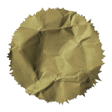 Olive Green Torn Crumpled Paper Texture Transparent PNG Isolated Wrinkled Kraft Paper Element