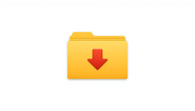 Yellow Folder Icon with Red Downward Arrow