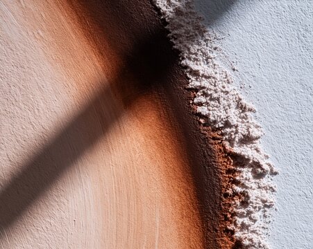 detail of a textured gouache paint stroke on watercolor paper with visible pigment granulation and matte bloom for artisan design projects