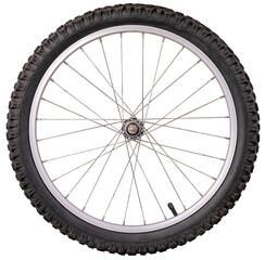 Naklejka premium A small bicycle wheel for a children's bike on an isolated background.