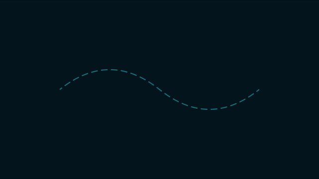 Animated dashed sine wave line motion on dark animation 4k background, dashed line motion, animation abstract