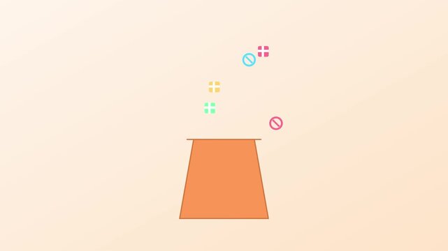 Animated magic hat producing colorful pills and medical for healthcare concept animation 4k medicine