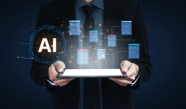 Futuristic software development concept featuring AI pair programmer, automated AI code generation, and real-time AI debugging. Ideal for DevOps and tech AI innovation. Corpus