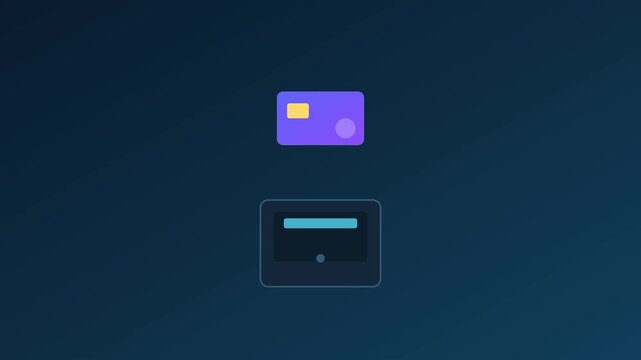 Digital credit card payment transaction animation: secure online banking and e-commerce financial concept 4k