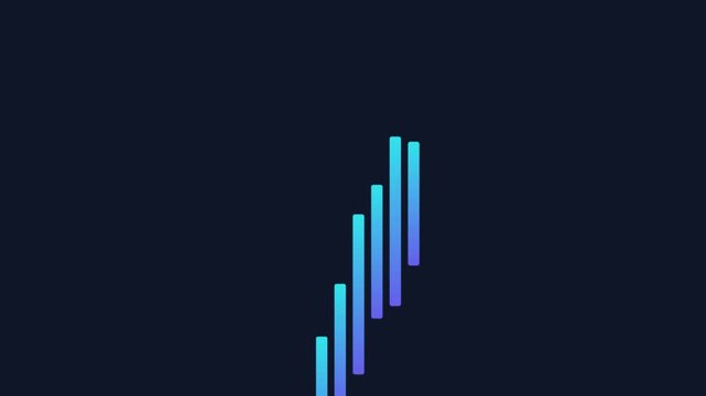 Dynamic digital audio waveform visualization with neon blue gradient bars for music and technology concepts animation 4k