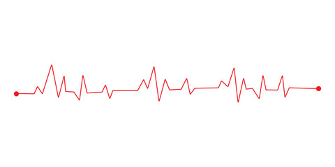 Red heart rate monitor line showing a pulse beat on a simple horizontal graphic © Md