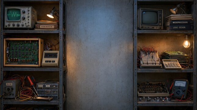 Vintage Electronics Workshop with Retro Computer Equipment