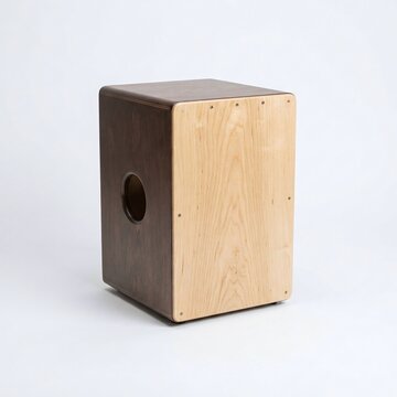 Wooden cajon percussion instrument box drum on isolated white background