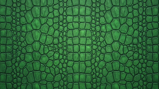 Vibrant green crocodile skin texture pattern background