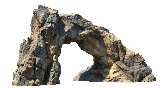 Natural rock arch formation isolated on transparent background