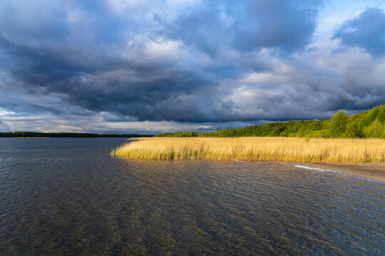 Heavy clouds on Lake Ros. Pisz. Masuria.
