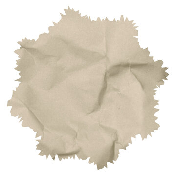 Vintage Torn Kraft Paper Texture Transparent PNG Isolated Beige Crumpled Recycled Paper Sheet