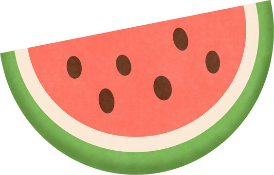 Cute watermelon slice vector icon hand drawn style summer seasonal fruit illustration