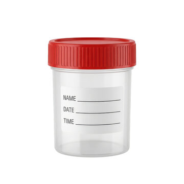 Empty medical specimen container isolated on transparent background