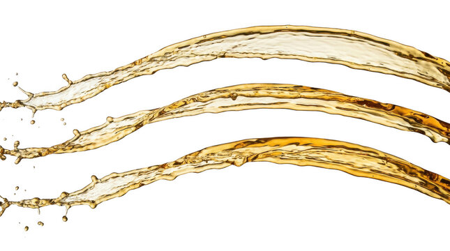 Golden liquid splash isolated on transparent background