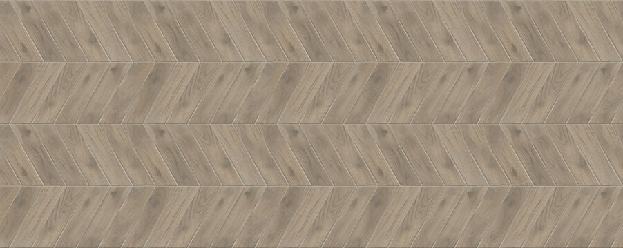 Light tan wood herringbone ceramic tiles arranged in a continuous angled zig-zag pattern