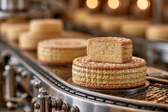 Cheese production line artisanal wheels in factory industrial process