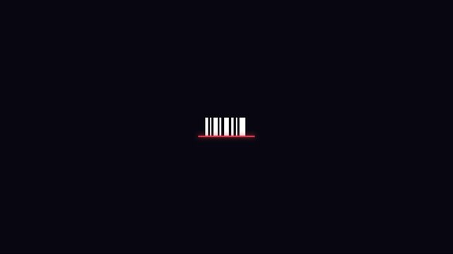 Minimalist barcode scanner animation with red laser line for digital interface and retail technology 4k