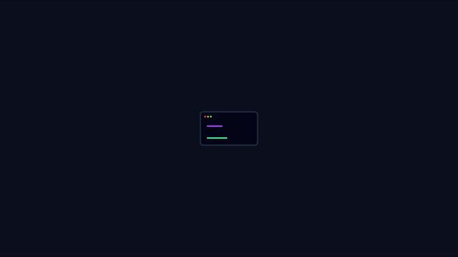 Minimalist computer terminal command line interface animation for software development and coding projects 4k