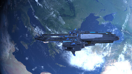 宇宙船と地球　3DCGレンダリング  © tsuneomp