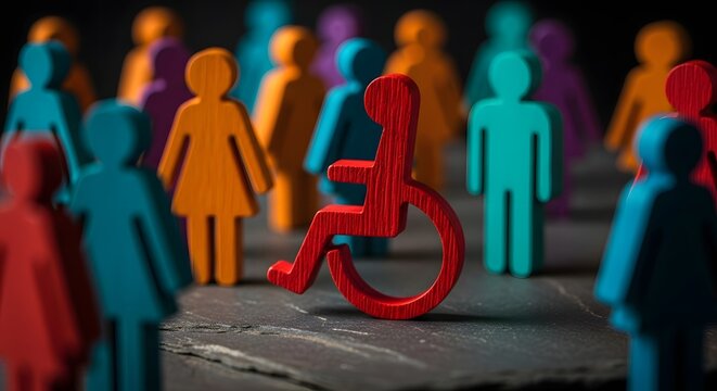 Wheelchair accessibility and diversity inclusion concept with miniature figures