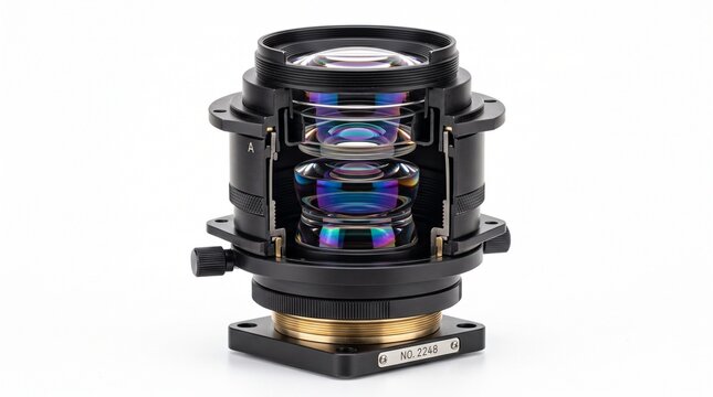 Complex Internal Glass Elements of Camera Lens Cross Section